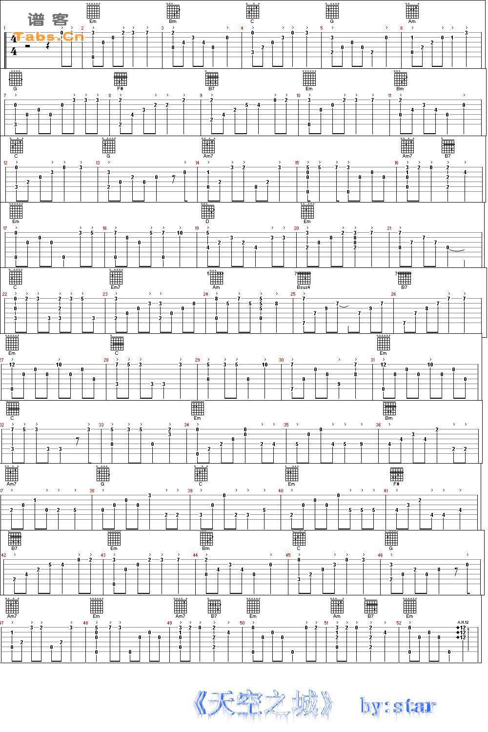 天空之城 还可以的版本...	吉他谱 