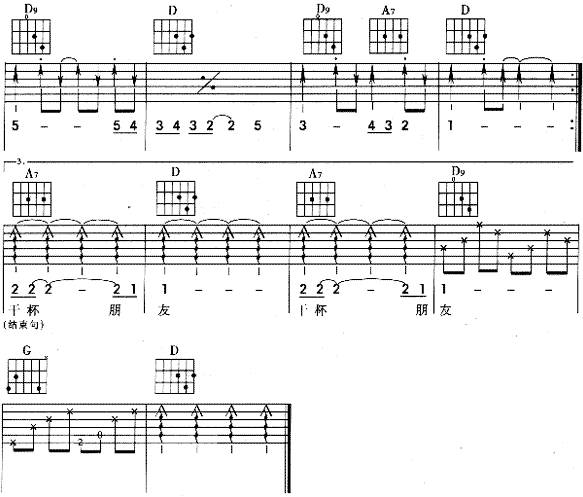 干杯朋友吉他谱 