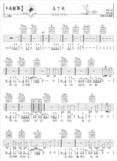 忘了哭吉他谱