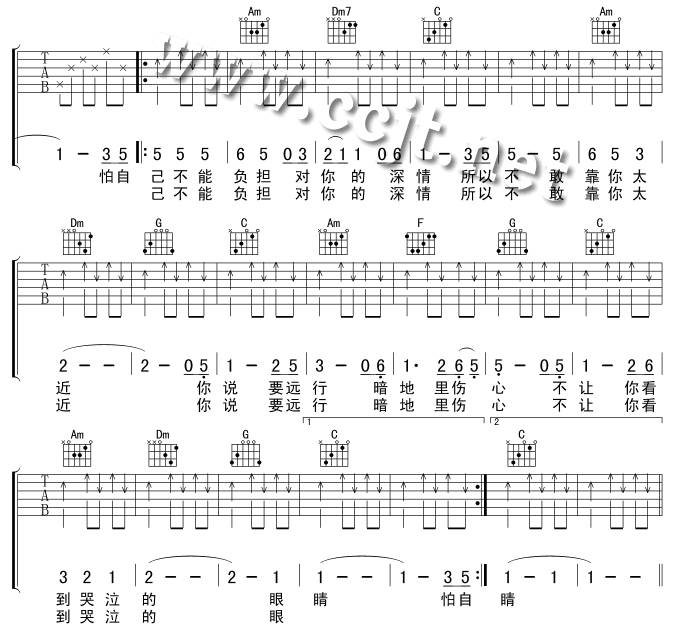 其实你不懂我的心吉他谱 