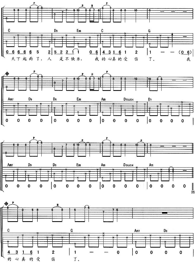 我真的受伤了吉他谱