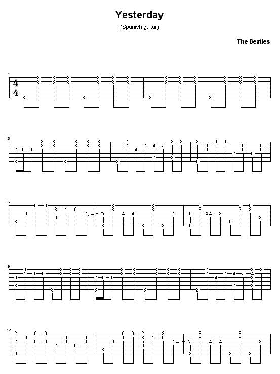 Yesterday吉他谱