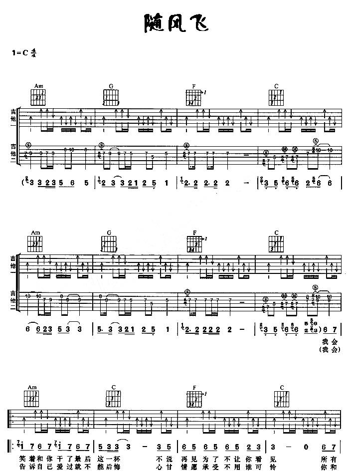 随风飞吉他谱