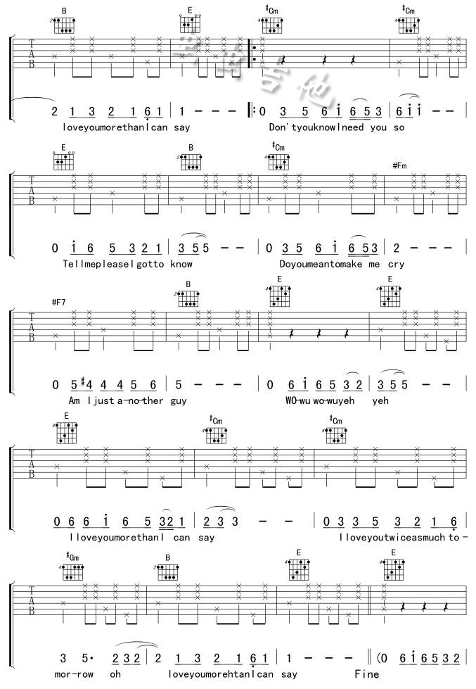 LOVE YOU MORE THAN I CAN SAY吉他谱