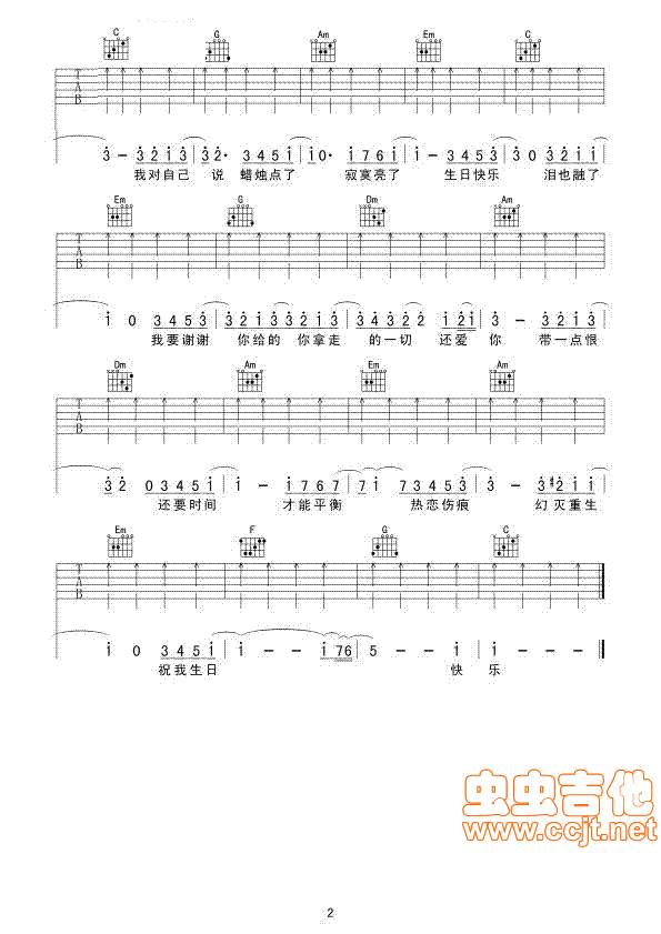 祝我生日快乐吉他谱 