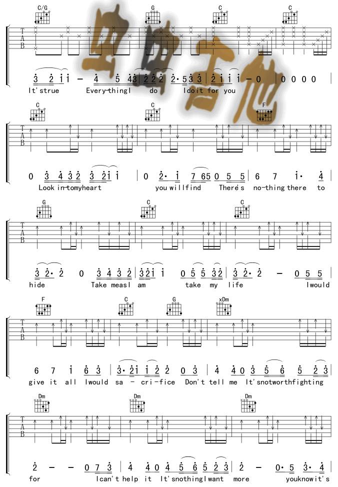 Everything I do I do for you吉他谱