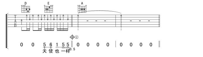 天使也一样吉他谱 