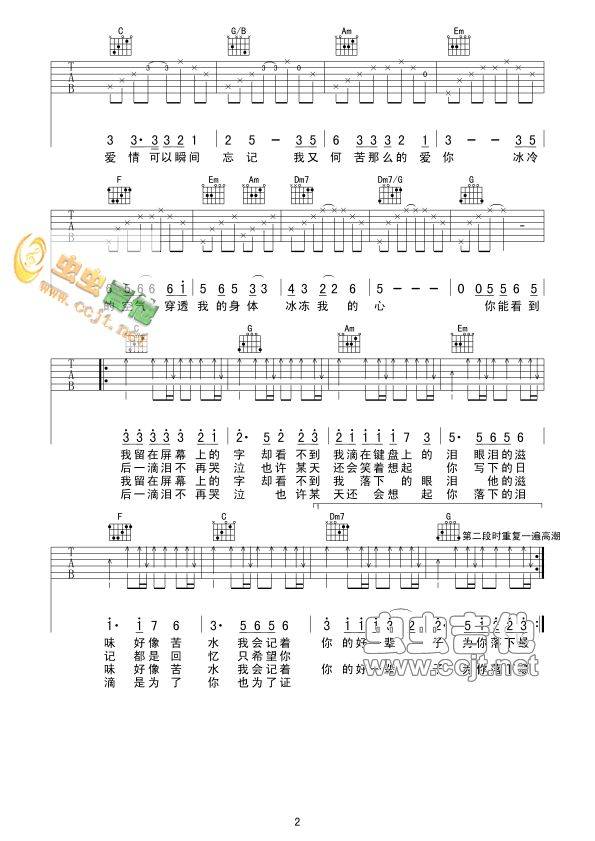 曾经爱过你吉他谱