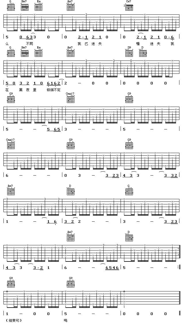 昨天的太阳吉他谱 