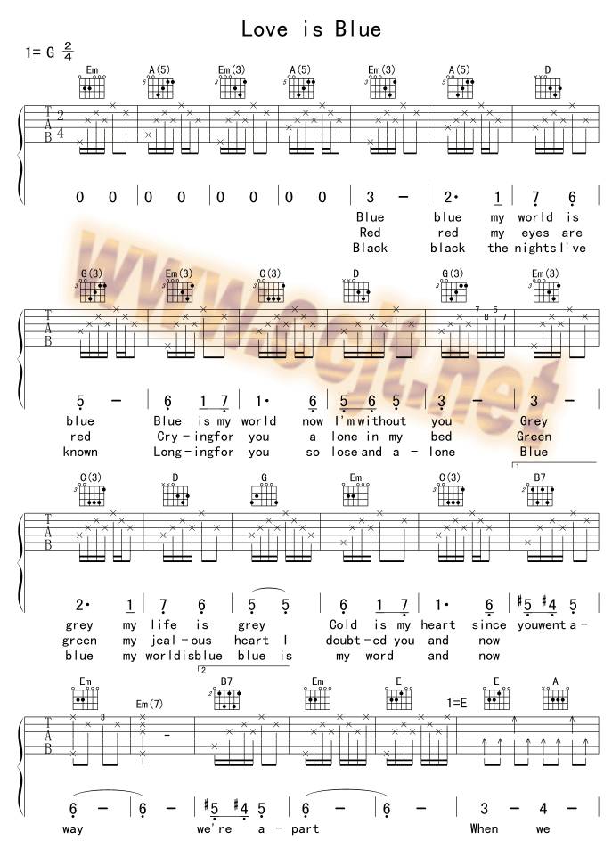 Love is Blue吉他谱