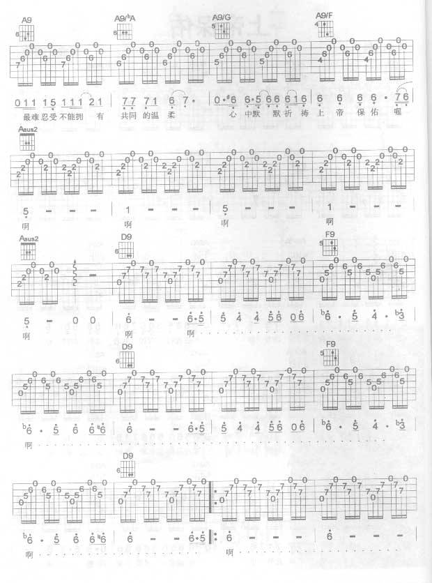 上帝保佑吉他谱