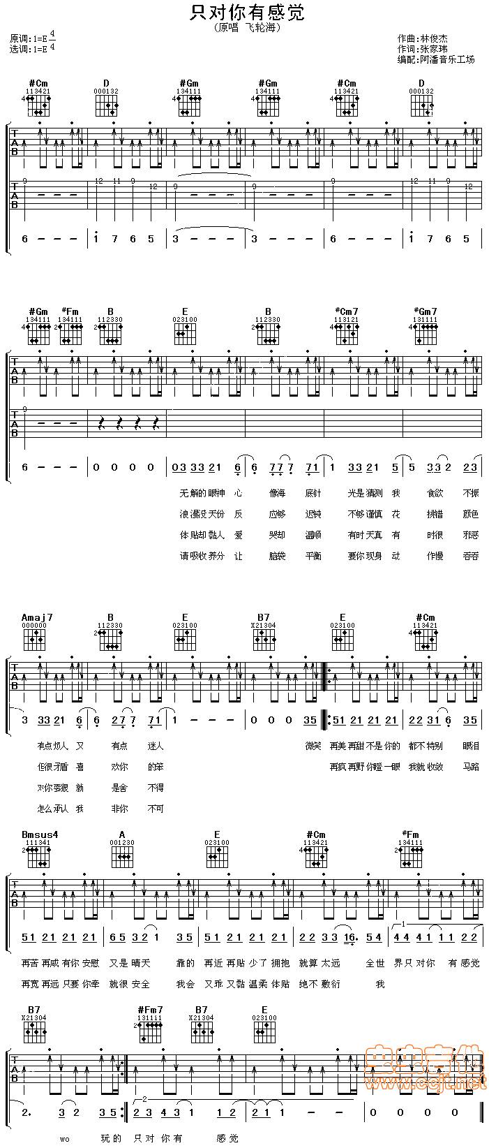 只对你有感觉吉他谱 