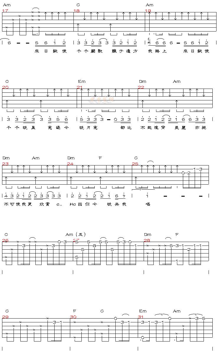 千千阙歌吉他谱