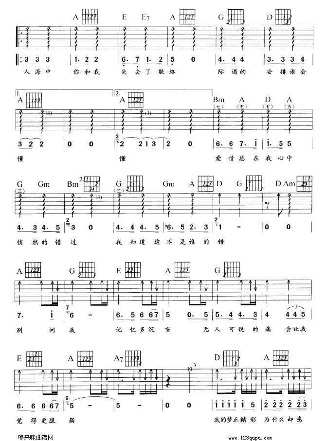 希望你还在（许绍洋）吉他谱