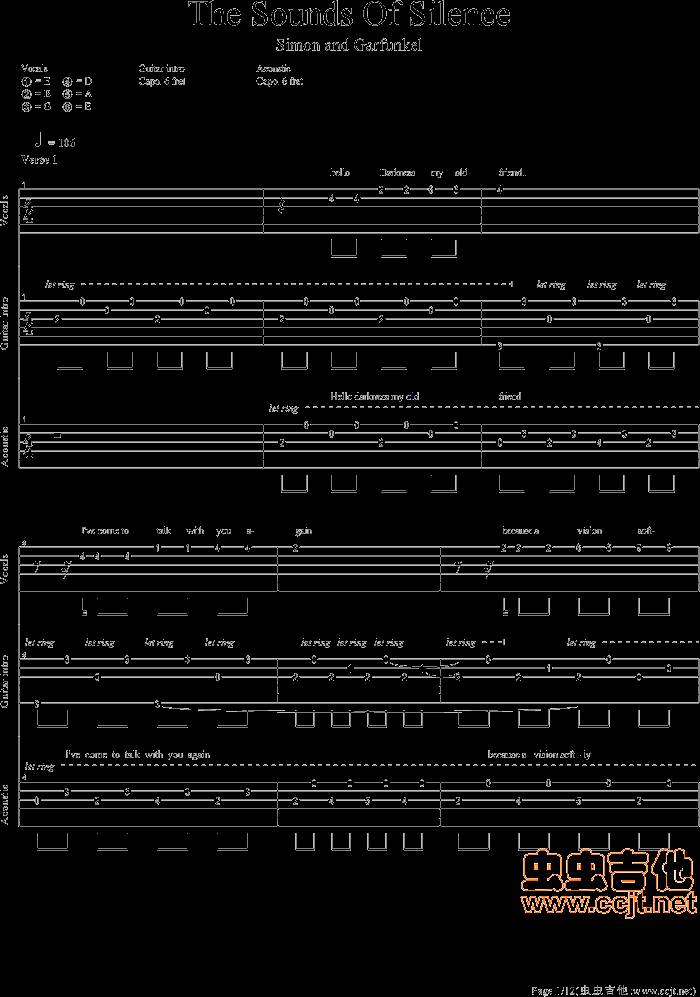 寂静之声吉他谱