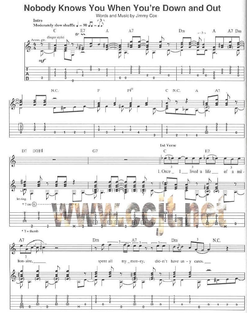 Nobody Knows You When YOu''re Do吉他谱