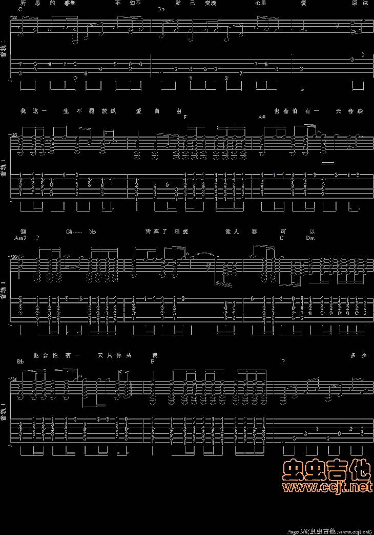 海阔天空吉他谱
