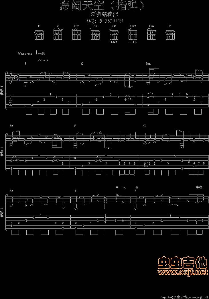 海阔天空吉他谱