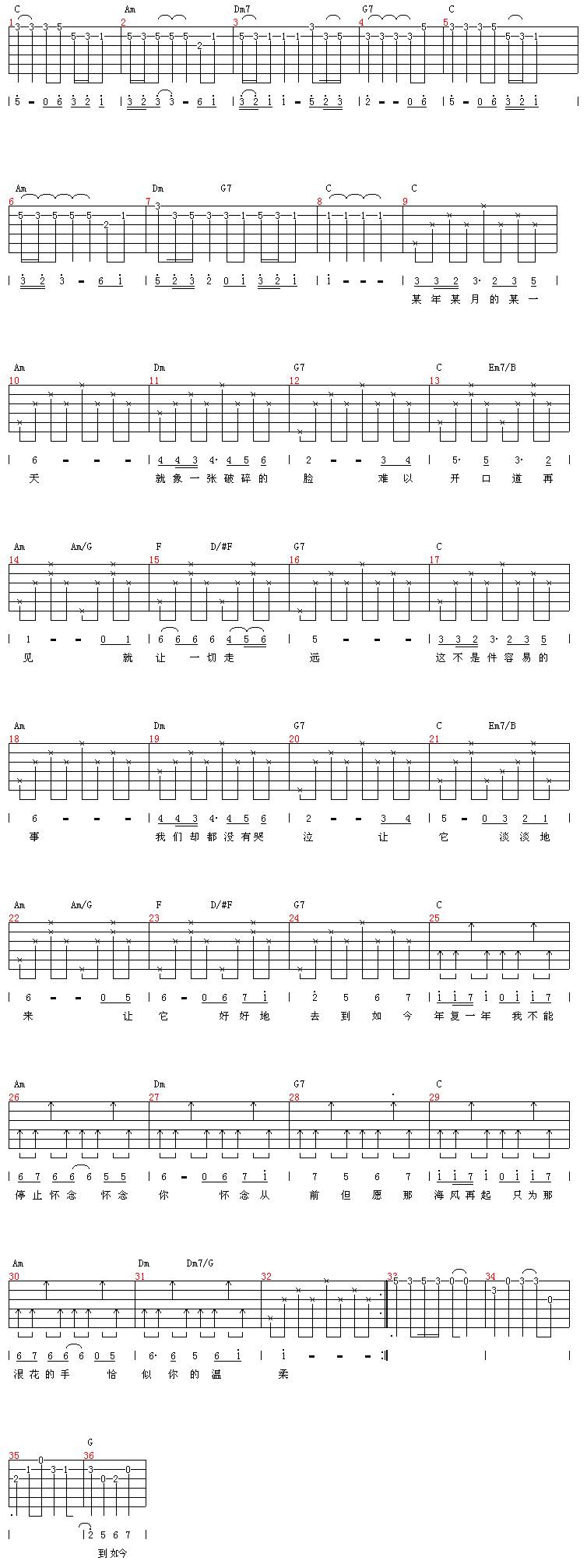 恰似你的温柔吉他谱 