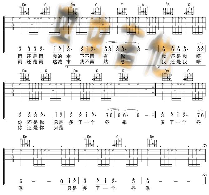 冬季到台北来看雨吉他谱 