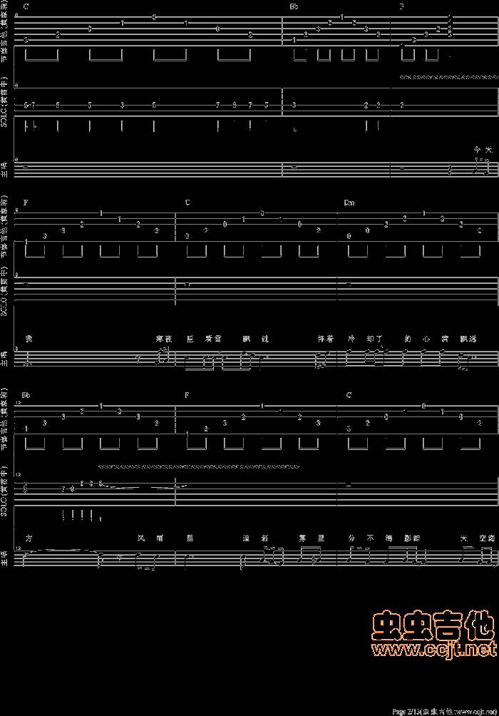 海阔天空吉他谱