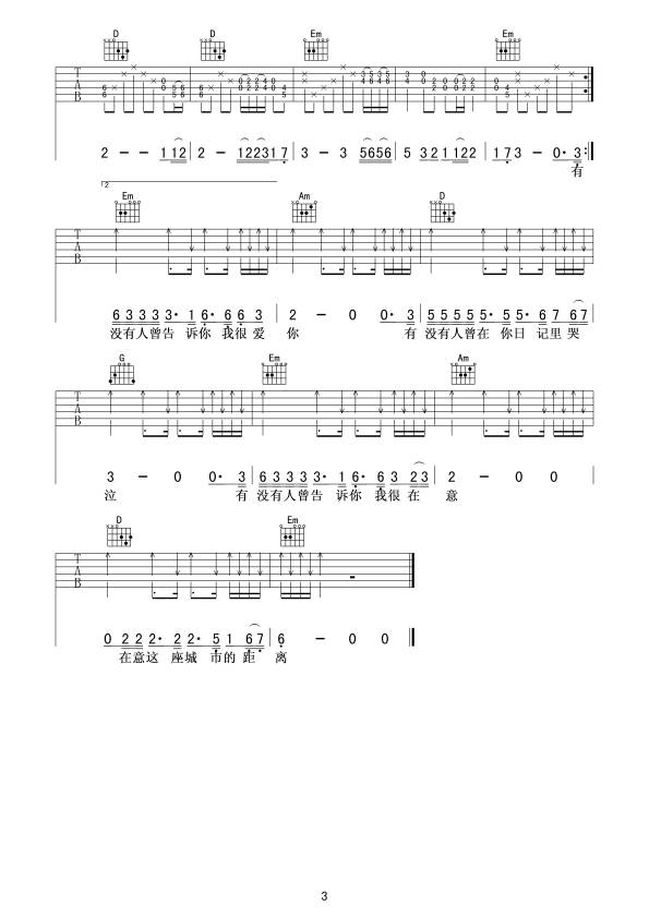 有没有人告诉你吉他谱 