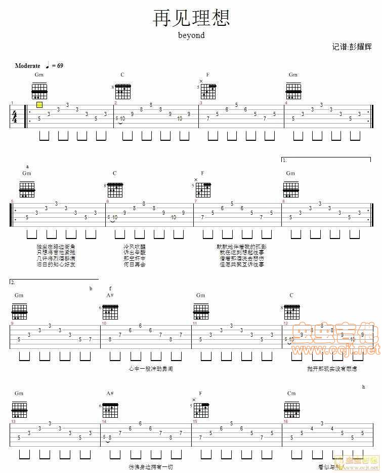 再见理想吉他谱