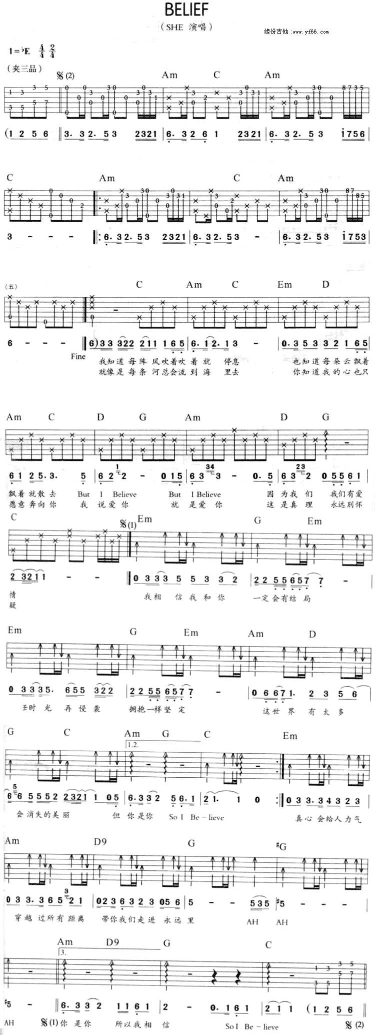 Belief吉他谱 