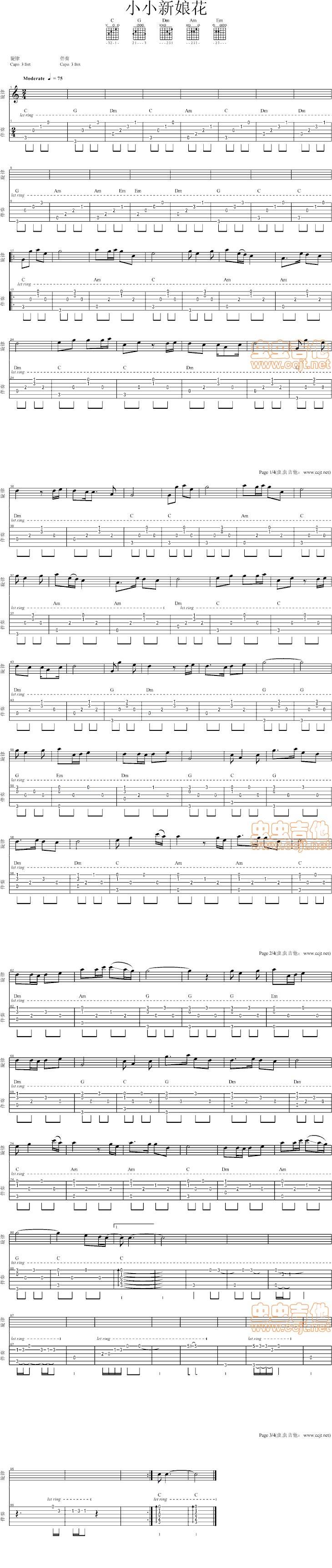 小小新娘花吉他谱 