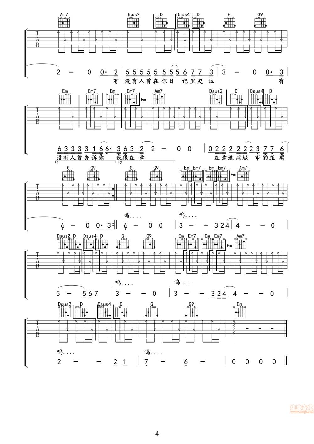 有没有人曾告诉你吉他谱 
