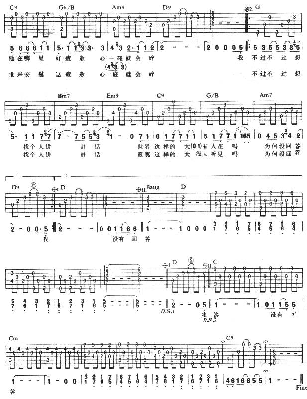 不过想找个人讲讲话吉他谱 