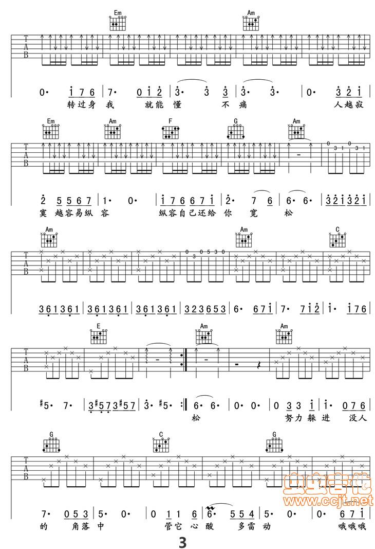 不痛吉他谱