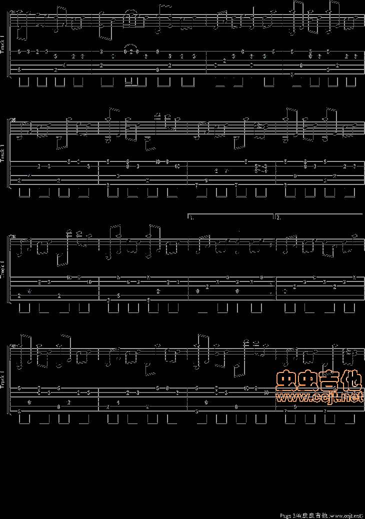 流行的云吉他谱