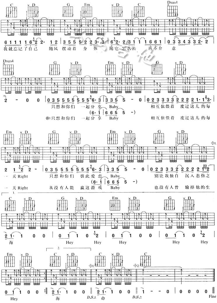 傻子才悲伤吉他谱 