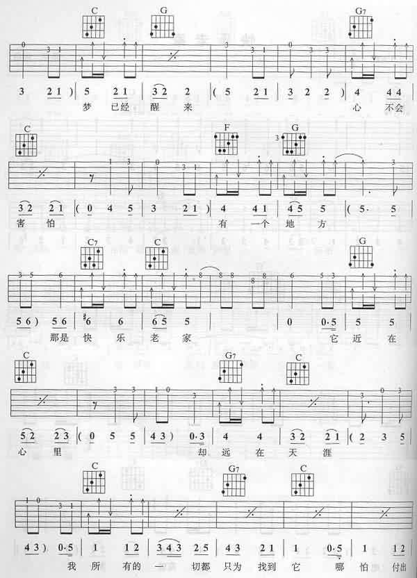 快乐老家吉他谱