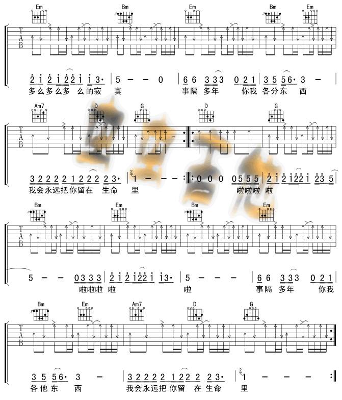 我曾用心爱着你吉他谱 