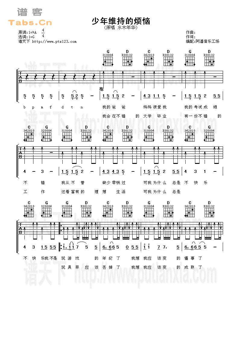 少年维持的烦恼 完美版	吉他谱