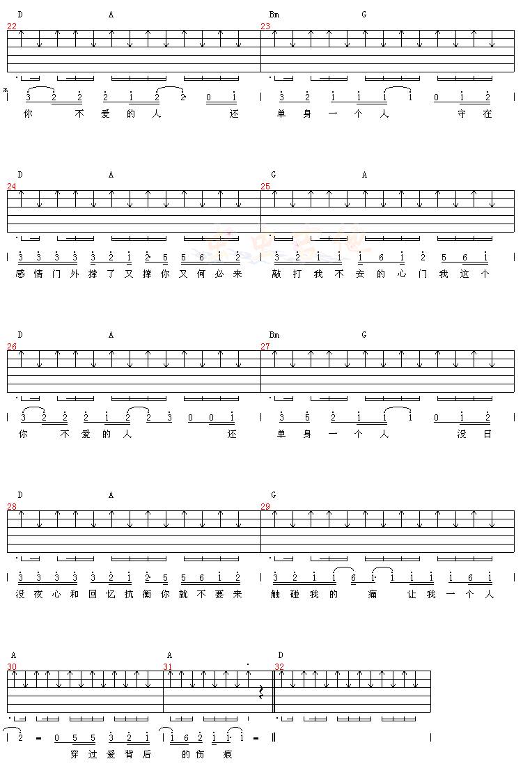 我这个你不爱的人吉他谱 