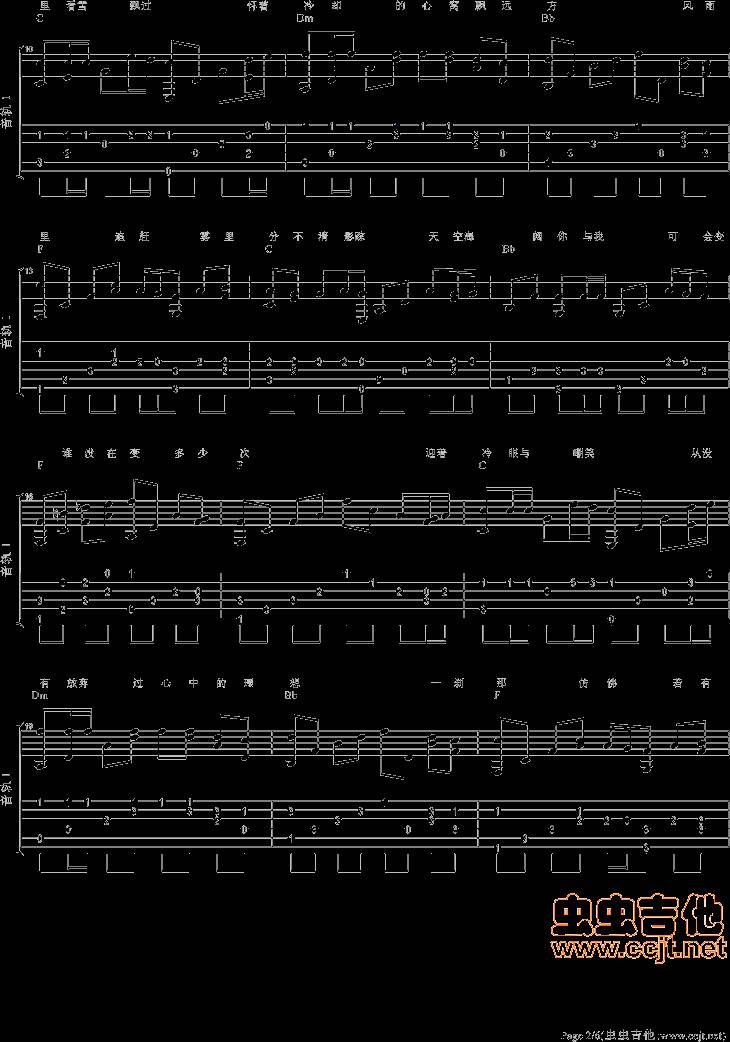 海阔天空吉他谱