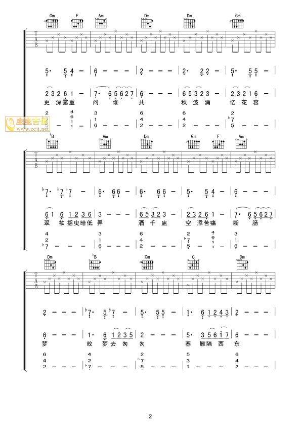 断肠梦-许冠杰演唱（极好听）吉他谱