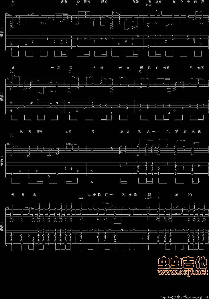 海阔天空吉他谱 