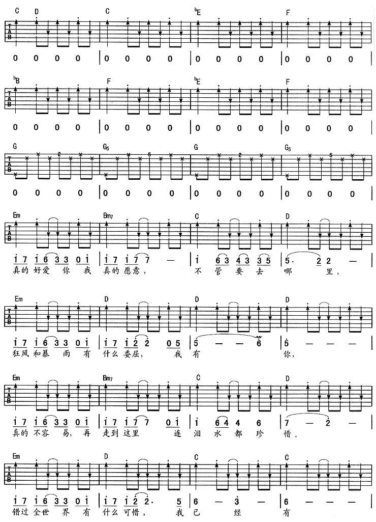 真的 (孙燕姿)吉他谱 