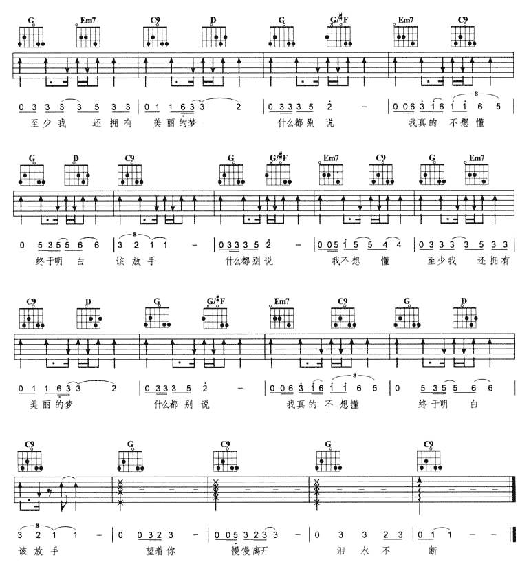 终于明白吉他谱 