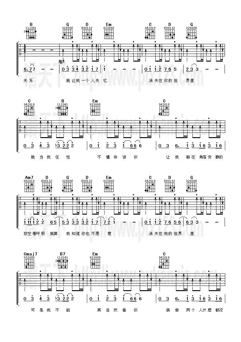 一个人失忆吉他谱