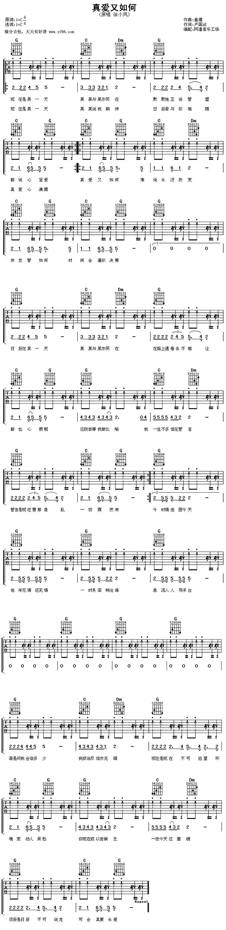 真爱又如何吉他谱 