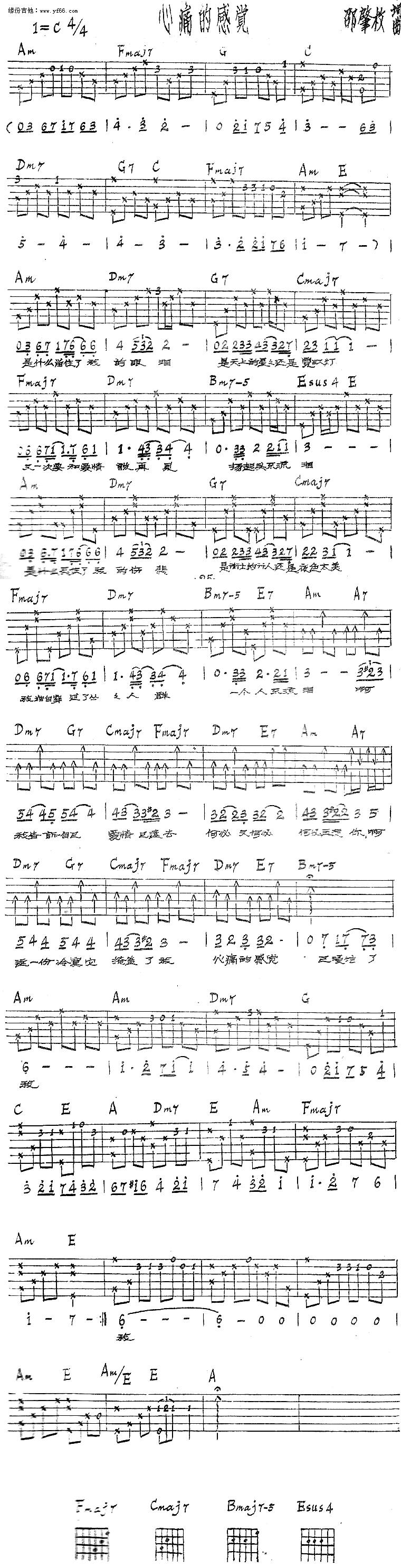 心痛的感觉吉他谱 