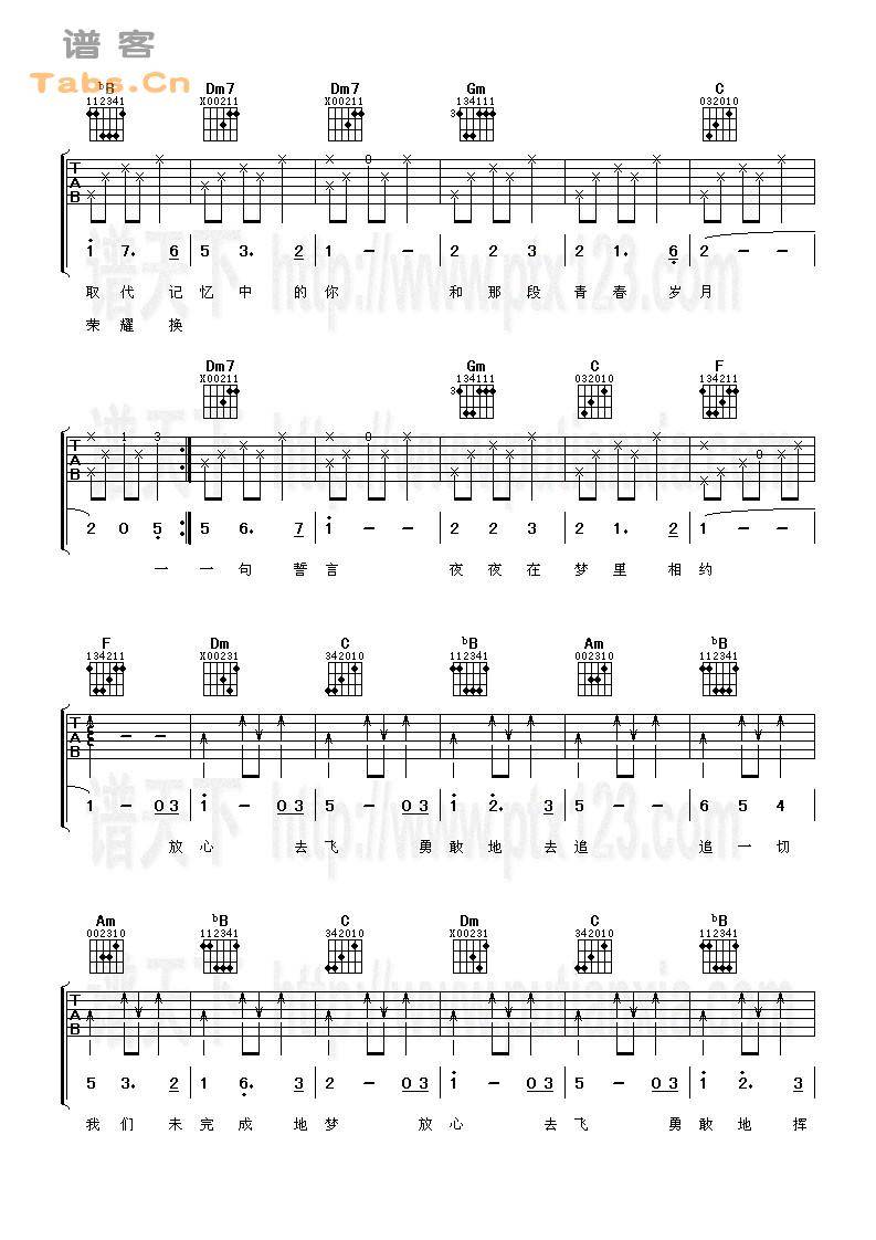 放心去飞 完美版	吉他谱