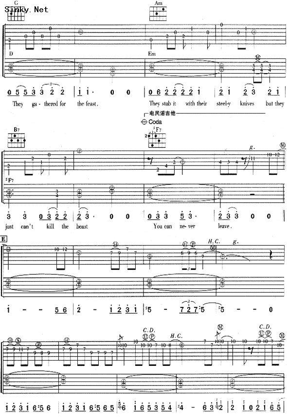 hotel california(3)吉他谱 