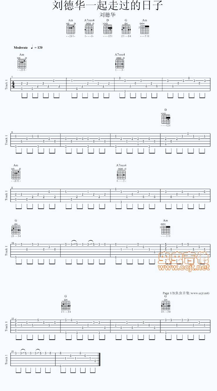 刘德华一起走过的日子独奏曲吉他谱 