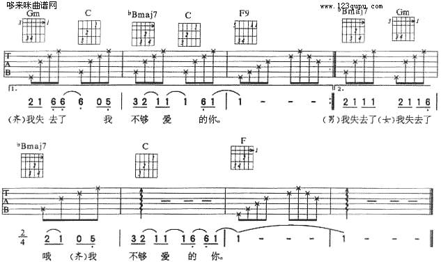 我不够爱你-刘德华吉他谱 
